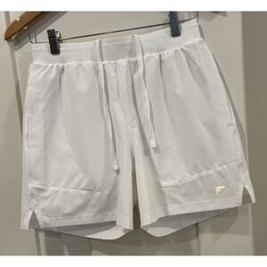 Fabletics Fundamental Shorts Mens Small White Split Hem Drawstring Size Small